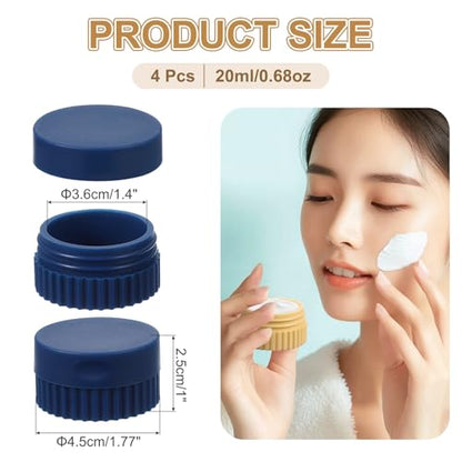 uxcell 4pcs Travel Containers for Toiletries, 0.68oz 20ml Small Silicone Cream Jars Leak-proof Travel Essentials with Lid for Cosmetic Body Skin Cream, Dark Blue - color: Dark Blue