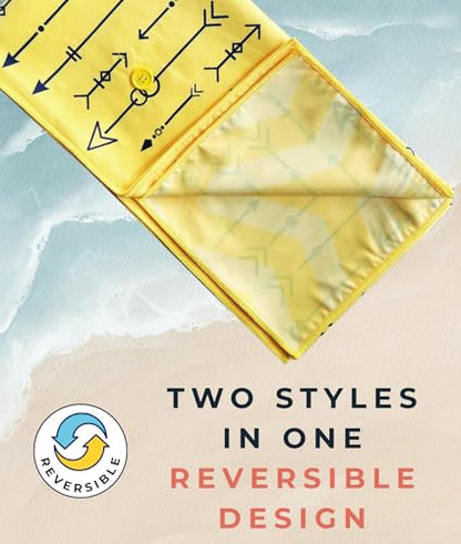 3-in-1 Wearable Beach Wrap & Lightweight Travel Towel – Sarong with Secure Button Closure, Quick-Dry Sand-Free Microfiber, Adjustable Fit (64”x33”, Fits S–4X), Compact Pool & Beach Essential, Yellow - color: Yellow Arrows
