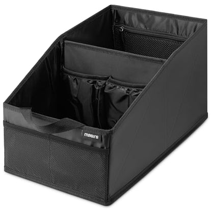 Handy Laundry Car Trunk Organizer – Large 2 Compartment Storage Bin with Non-Slip Fastener, Mesh Side Pockets & Heavy-Duty Handles, 22 x 10 x 11 in, Black – Prevents Shifting & Rolling - size: 22" x 10" x 11"