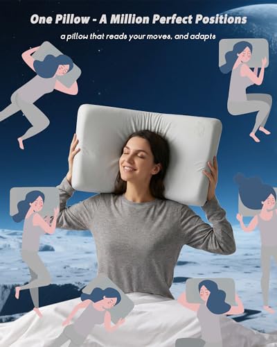 Memory Foam Pillows for Sleeping, Cooling Bed Pillow for Neck Pain Relief, Queen Size Contour Design for Side Back Stomach Sleepers with Travel Pouch - Frim But Soft (4 Inches)