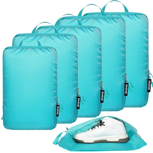 BAGAIL 6 Set Ultralight Compression Packing Cubes Packing Organizer for Travel Accessories Luggage Suitcase Backpack - color: Blue70D, style: Cloth Pattern