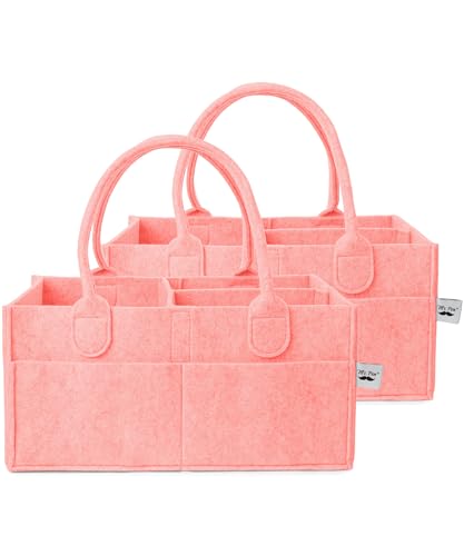 Mr. Pen- Baby Diaper Caddy Organizer, 2 Pack, Pink, Nursery Storage Bin and Car Organizer for Diapers and Baby Wipes - color: Pink, size: 2 Pack, Regular