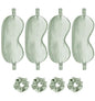 Satin Eye Mask 8Pcs Silk Sleep Masks Silky Blindfold Eyeshade Blackout Eyes Cover Scrunchies Hair Ties Travel Wedding Gifts - color: Sage