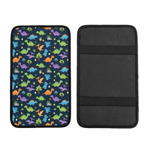 Non-Slip Auto Center Console Cover Cute Colorful Cartoon Dinosaurs, Car Armrest Cushion, Interior Accessories for Vehicles - color: Picture (602)