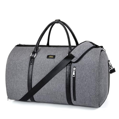 Convertible 2-in-1 Garment Bags for Travel, 50L Carry On Garment Duffle Bag With Shoe Compartment Large Weekender Bag for Women Men Hanging Suitcase Suit Travel Duffel Overnight Bags - color: 3-Grey