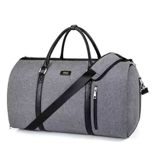 Convertible 2-in-1 Garment Bags for Travel, 50L Carry On Garment Duffle Bag With Shoe Compartment Large Weekender Bag for Women Men Hanging Suitcase Suit Travel Duffel Overnight Bags - color: 3-Grey
