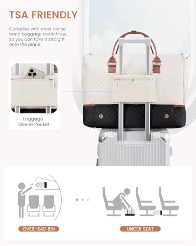 LOVEVOOK 2 in 1 Garment Bag for Women with Shoe Pouch, Convertible Hanging Suit Bag Suitcase, Carry On Travel Duffel Bag with Toiletry Bag, Waterproof Weekender Bag for Business, Trip, Wedding