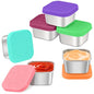 LIEMAND 6x2.7oz Salad Dressing Container to Go, Leakproof Reusable Stainless Steel small container with lid,Sauce Containers for Lunch box,Picnics,Travel,Office and Meal Prep-Square - color: Rainbow, size: 2.7oz-Square