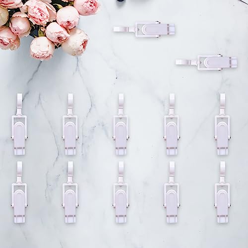 12 Pcs Super Strong Plastic Swivel Hanging Hooks, Curtain Clips, Clothes Pins, Beach Towel Clips, Home Swivel Laundry Clips for Hats, Pants, Towels, Socks, Pants (White) - color: White