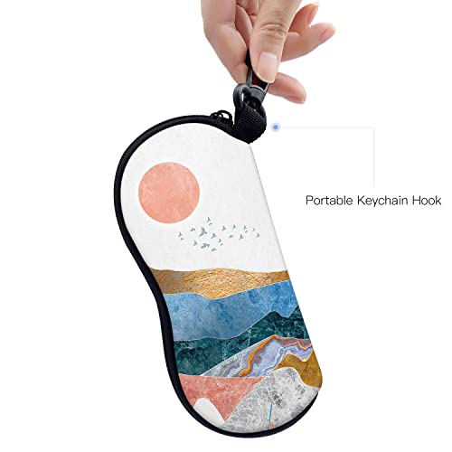 Sunglasses Soft Case with Carabiner Ultra Light Neoprene Zipper Glasses Case - color: Sun