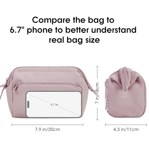 Narwey Large Makeup Bag Women Wide-open Make up Bag Travel Cosmetic Bag Organizer Toiletry Bag for Cosmetics Toiletries Accessories (Dusty Rose) - color: Dusty Rose