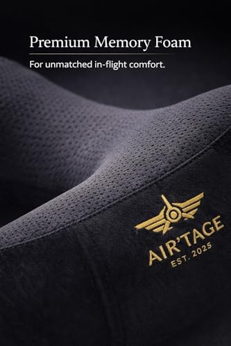 Travel Pillow for Airplane & Long Flights – Memory Foam Neck Support with Chin Support Design, Washable Cover, Eye Mask & Ear Plugs, Compact Carry Bag