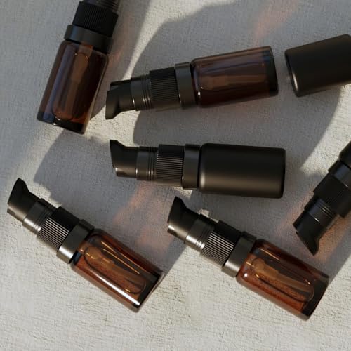 6Pack 10ml Matte Black Glass Pump Bottle with Black Top,1/3oz Small Dispenser, Travel Refillable Pump Bottles for Toiletries,Lotions,Sercums,Essential Oils - color: 10ml Black(6pcs)