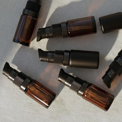 6Pack 10ml Matte Black Glass Pump Bottle with Black Top,1/3oz Small Dispenser, Travel Refillable Pump Bottles for Toiletries,Lotions,Sercums,Essential Oils - color: 10ml Black(6pcs)