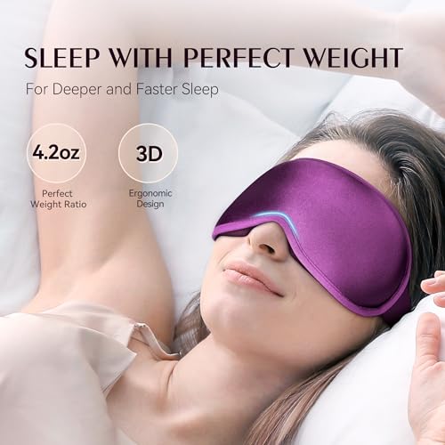 Weighted Sleeping Mask for Women Men 2 Pack 3D Contoured Eye Masks for Sleep (Black,Purple) - color: Black Purple