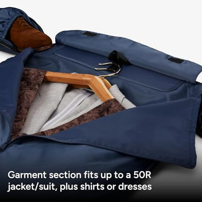 Halfday Convertible 2-in-1 Garment Duffel Weekender Bag 45L: Wrinkle-Free Travel (Hanging Suit Compartment, Shoe Pockets, Trolley Sleeve), Durable & Water-Resistant Carry-on, Marine - color: Marine, style: Original, 45l