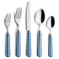 ANNOVA Silverware Set Stainless Steel Colorful Tableware Kitchen Flatware Set Utensils, Includes Dinner Knives, Forks, Spoons, Salad Forks & Dessert Spoons (Dark Blue/Checkered, 20 Pieces) - color: Dark Blue