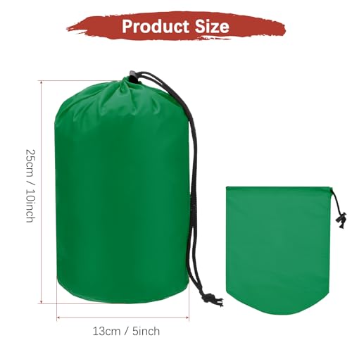 Stuff Sack [2PCS] - Waterproof Outdoor Storage Sacks Use for Backpacking & Traveling & Hiking - [Dark Green-5 x 10 in/ 13 x 25 CM] Ultralight Drawstring Bags - color: Dark Green
