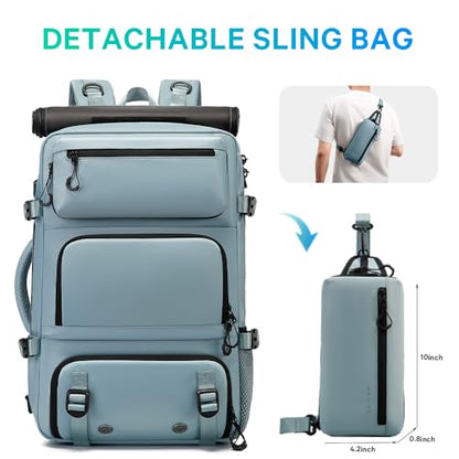FUTURE AESTHEICS Travel backpack Carry-on Travel Backpack For Women Men Flight Approved Business Weekender Overnight Waterproof Daypack (Light Blue) - color: Light Blue