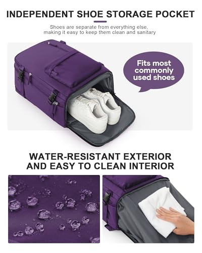 VGCUB Carry on Travel Backpack for Women Men Large Laptop Gym Work Frontier Airlines Personal Item Bag Business Airport Lightweight Backpack Flight Approved Mochilas de Viaje, Dark Purple - color: Dark Purple, style: Large