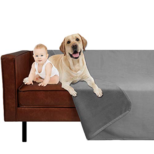 Ameritex Pet Bed Blanket Reversible 100% Waterproof Velvet Super Soft for Sofa and Bed (52x82 Inches, Light Grey+Grey) - color: Light Grey+grey, size: 52x82 Inches