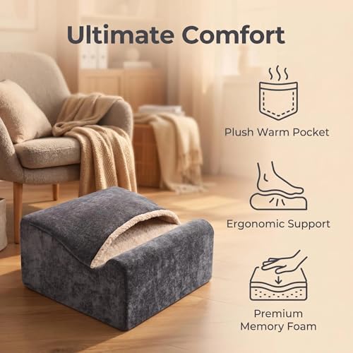 Foot Rest for Under Desk at Work, Office Footrest with Warm Feet Pocket,Ergonomic Under Desk Footrest with Washable Cover, Stool for Office Chair & Back &Pain Relief (Dark Gray+) - color: Dark Gray+