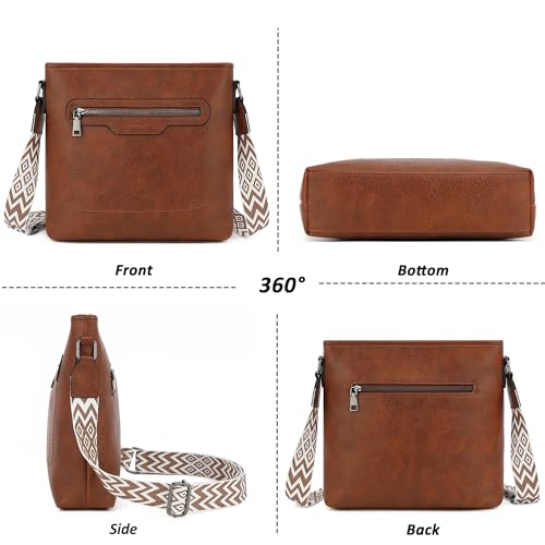 TANTOMI Crossbody Bags for Women Casual Crossbody Purses for Women Travel Shoulder Bag Handbags with Adjustable Strap - color: Brown