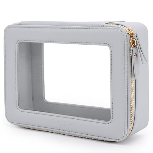 Aveniee Clear Makeup Bag Organizer,Large Travel Toiletry Bag for Women, Waterproof Cosmetic Pouch with Zippers,Car Organizers and Storage Case for Accessories,Blue - color: Slate Blue, style: Large Glam