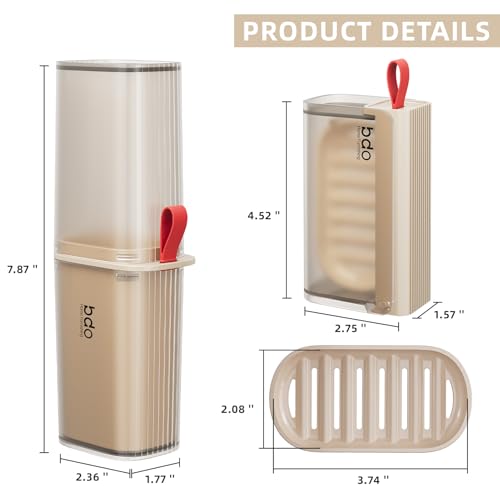 VITVITI Travel Soap Case Container, Portable Toothbrush Travel Case Dish Tray, 7.88 Inch Toothpaste Traveling Toothbrush Holder Set with Cover for Trip/Bathroom/Camping, Clear Coffee - color: Gray Coffee