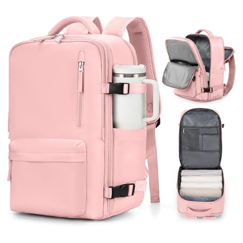 VGCUB Large Travel Backpack Bag for Women Men,Carry on Backpack,17 Inch Laptop Business Work Waterproof Backpack with Laptop Compartment,Person Item Flight Approved,Mochila de Viaje,Pink - color: Pure Pink, style: Large