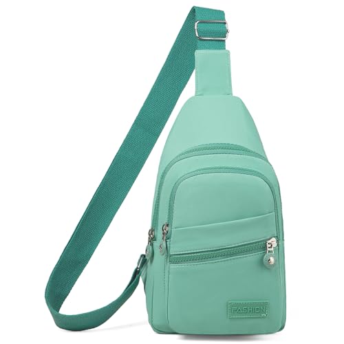 Banelu Small Sling Backpack Crossbody Bags for Women Men, Small Sling Bag Cross Body Bag Fanny Packs Crossbody Purses - Green - color: E Cyan