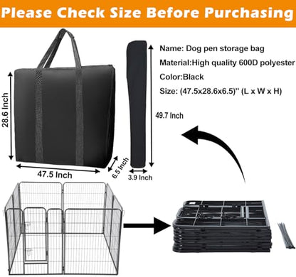 LWFCOEE 45 Inch Waterproof Heavy Duty Dog Fence Travel Bag, Fits 8 Panels Dog Pen and 9 Stakes, 47.5"x28.6"x6.5" - style: Fits Under 45"hx28"w 8 Panels Dog Playpen and 9 Stakes