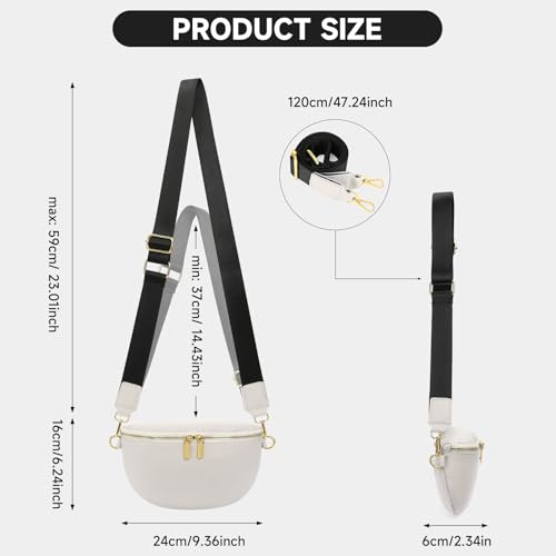 GAEKEAO Crossbody Bags for Women Fashion Sling Purse Fanny Pack Leather Belt Bum Bag Chest Shoulder Bag for Travel Beige - color: A02 Beige