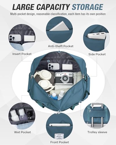 Expandable Travel Duffle Bag for Women Men, Large Gym Bag Travel Tote Bags, Waterproof Carry On Personal Item Bag Airline Approved, Overnight Workout Weekender Bag with Luggage Sleeve, Peacock Blue - color: C-Peacock Blue