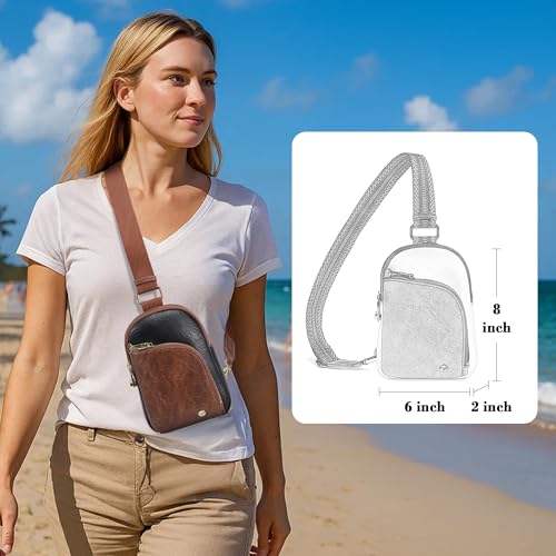 INICAT RFID Blocking Sling Bag, Anti Theft Crossbody Bag for Women Compact Travel Purses Leather - color: Black Brown