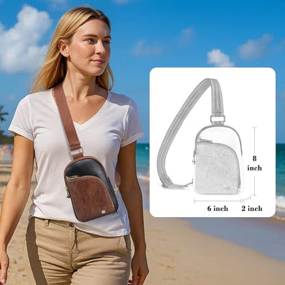 INICAT RFID Blocking Sling Bag, Anti Theft Crossbody Bag for Women Compact Travel Purses Leather - color: Black Brown