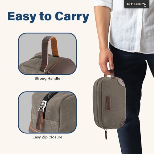 emissary Mens Travel Toiletry Bag, Dopp Kit for Men, Travel Bathroom Shaving Kit Bag for Men,Kit Small Bag for Travel (Light Gray) - color: Light Gray