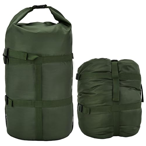 Compression Stuff Sack, 12L/24L/45L Sleeping Bag Cover Sack Sleeping Bags Storage Stuff Sack Organizer - Great Sleeping Bags Clothes Camping Hiking Backpacking - color: Green 12L-1 Pack