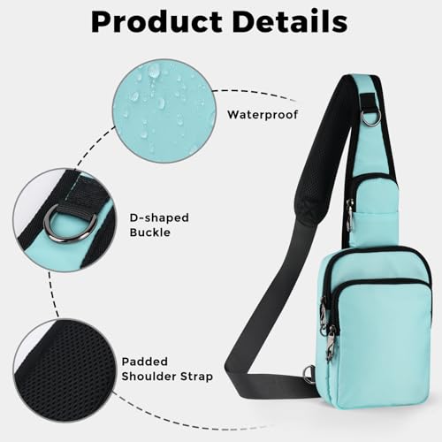 VADOO Sling Bag, Crossbody Bag with Zipper Lock, RFID Blocking & Water Resistant for Men and Women - color: Light Blue