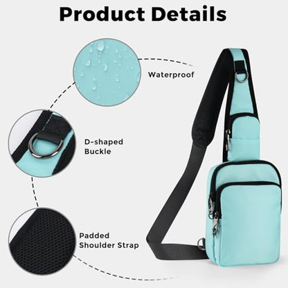 VADOO Sling Bag, Crossbody Bag with Zipper Lock, RFID Blocking & Water Resistant for Men and Women - color: Light Blue