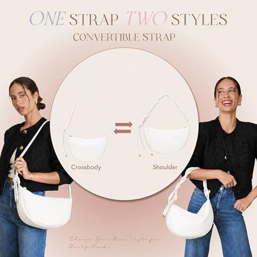 Mali&Lili Hobo Shoulder Bag for Women, Aria Convertible Crossbody Bags for Women, Vegan Leather purses, Shoulder Handbags - color: White