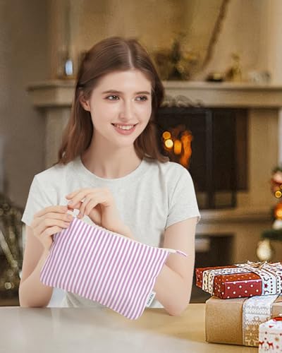 Narwey Small Striped Makeup Bag for Purse Travel Makeup Pouch Cosmetic Bag Zipper Pouch Bags for Women (Purple Stripe) - color: AC-Purple Stripe