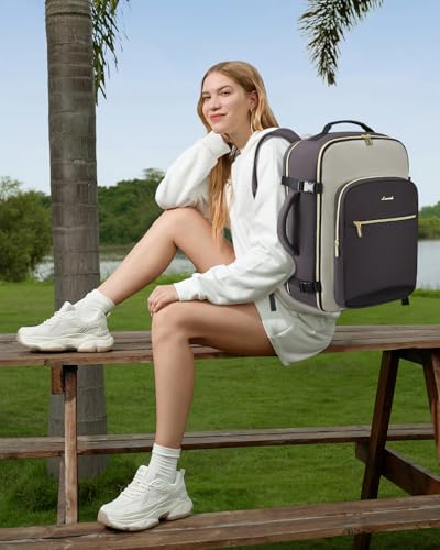LOVEVOOK Travel Backpack for Women & Men, Airline Approved Carry On Luggage with 3 Packing Cubes, TSA Overnight Bags, Waterproof Personal Item Bag, Weekender Essentials Backpacks fits 17" Laptop - color: Dark Grey-light Grey-black, size: Large