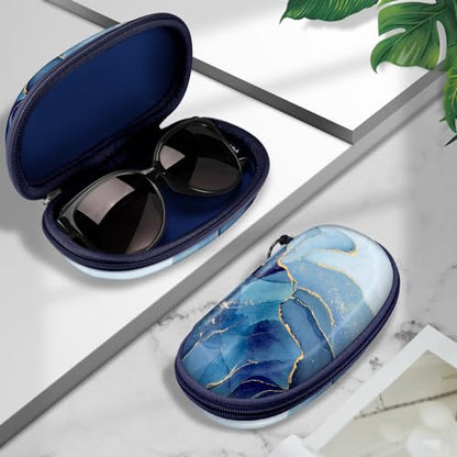 Fintie Sunglasses Case with Carabiner, Hard Shell Shockproof Sport Glasses Cases Travel Zipper Eyeglasses Holder, Ocean Marble - color: Ocean Marble