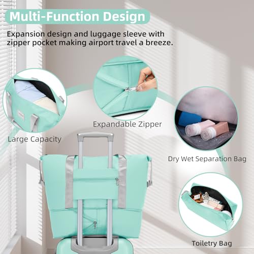 LARVENDER Luggage Sets 6 Piece, Expandable Luggage Set Clearance for Women, Suitcases with Wheels, Hardside Hard Shell Travel Luggage with TSA Lock, Mint Green - color: Mint Green, size: 6 piece set