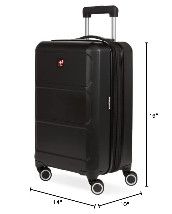 SwissGear 8090 Hardside Expandable Luggage with Spinner Wheels, Black, Carry-On 20-Inch - color: Black, size: Carry-On 20-Inch