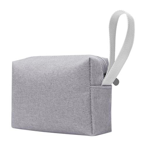 Waterproof Cosmetic Bag for Women | Soft Travel Makeup & Toiletry Organizer, Small Portable Storage for Makeup Products, Tissues, Electronics, USB Cables| Nylon, Durable & Stylish (Small-Grey) - color: Grey, size: Small