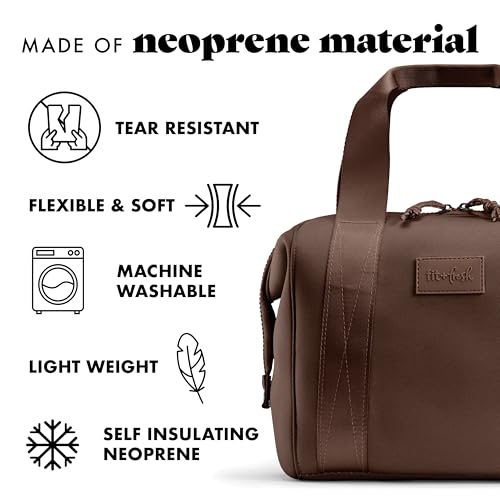 Fit & Fresh Remi Lunch Bag for Women Work – Neoprene Lunch Tote with Containers & Ice Pack, Reusable Meal Prep Lunch Box, Large Capacity, Machine Washable, Chocolate - color: Dark Chocolate