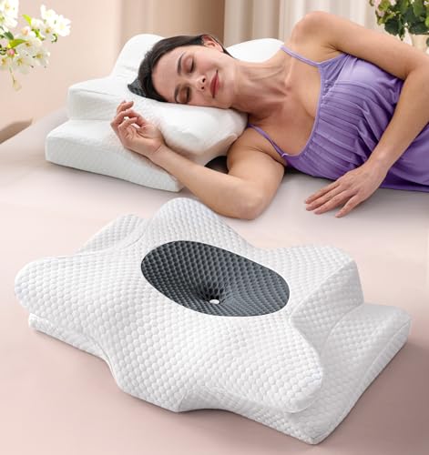 Sleep Doctor Approved Cervical Neck Pillow Sleeping, Ergonomic Contour Side Sleeper Pillows Adults, Cooling Orthopedic Pillow Pain Relief Support, Memory Foam Back Stomach Sleepers Grey Standard - color: Gray, size: Standard