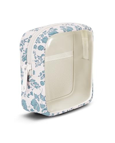 Wandering Nature Clear Makeup Bag for Purse Mini Make up Bag Cute Cosmetic Pouch for Women with Slip-in Pockets Travel Toiletry Essentials Organizer Pouch,Blue Flower - color: Blue Flower